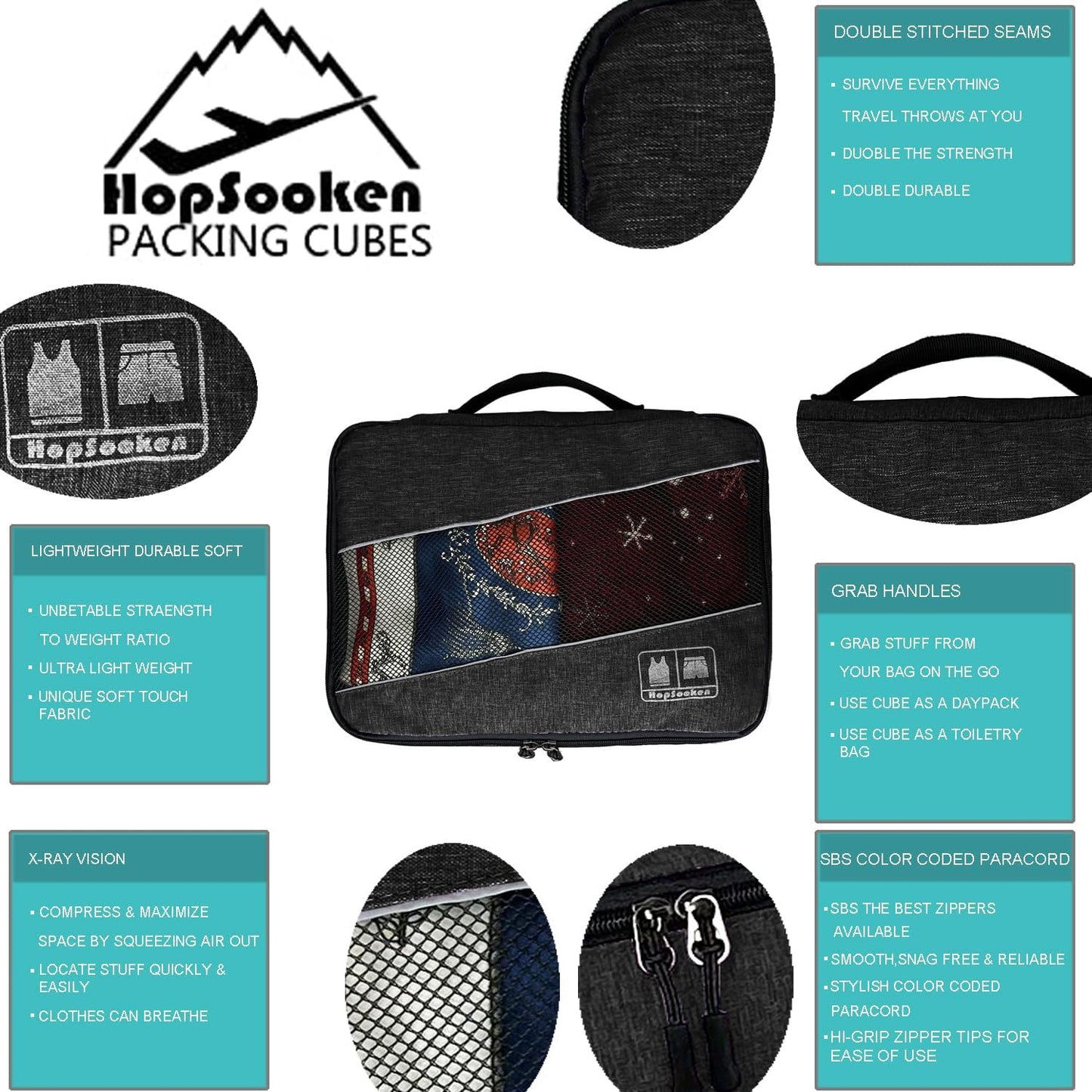 5 Set Packing Cubes for Travel Large Suitcase Luggage Organizer Bags Travel Accessories Vacation 4 Cubes 1 Laundry Pouch Bag