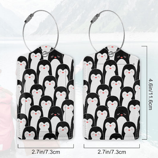 2Pcs Luggage Tag for Suitcase Penguin Animals Cute Luggage Tag with Privacy Flap & Name ID Label & Metal Loop, Travel Suitcase Tags for Women