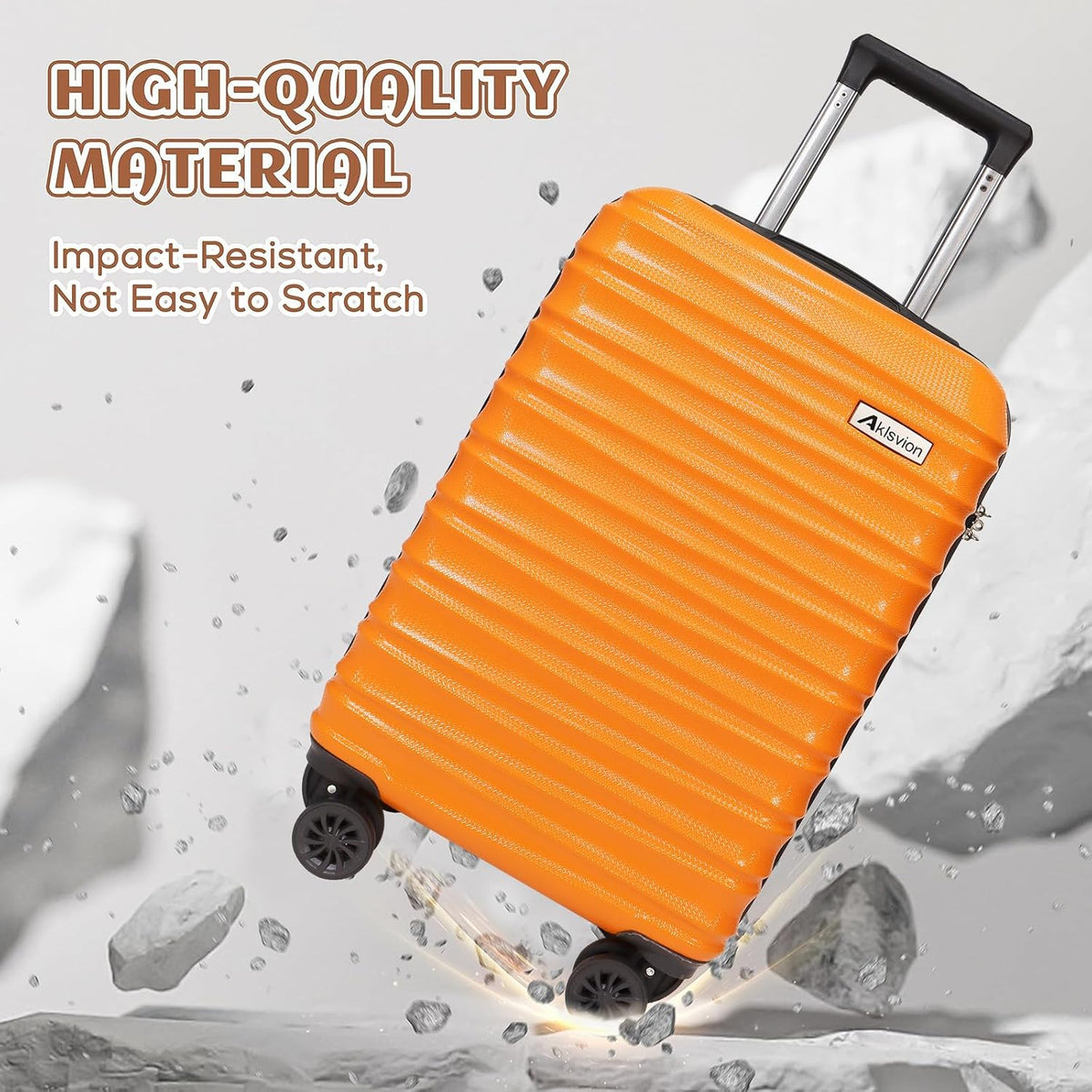 Carry on luggage 20 In suitcase with Spinner Wheels ABS & PC Hardside Luggage(Orange)