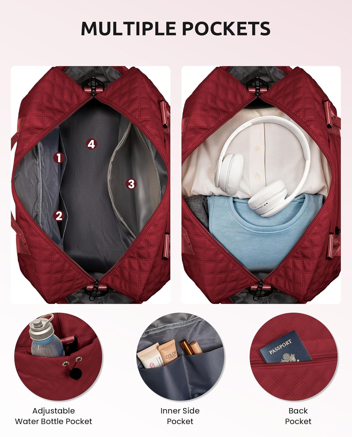 Personalized Gifts-Teen Duffle Bag with Shoe Compartment, Personalized Weekender Bag, Monogram Overnight Bag, Letter Travel Bag with Makeup Bag,Birthday Gift For Grandma (Letter O)