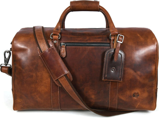 Leather Duffel Bag for Men & Women Travel, Weekend, Overnight, Gym Bag