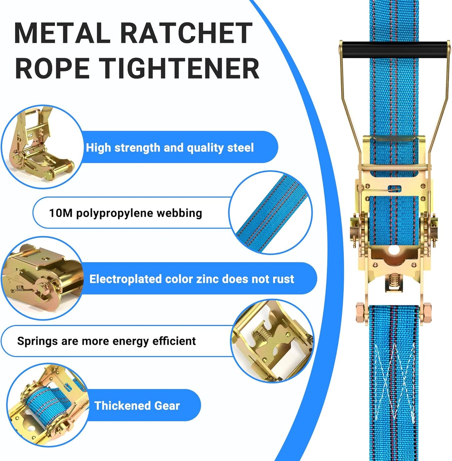 4Pack Heavy Duty Ratchet Straps, 2” 32Ft Ratchet Tie Down Strap, Tie Down Ratcheting with Double J Hook, 4000 LB Break Strength Cargo Straps Ratcheting for Moving Cargo, Lawn Equipment and Motorcycles