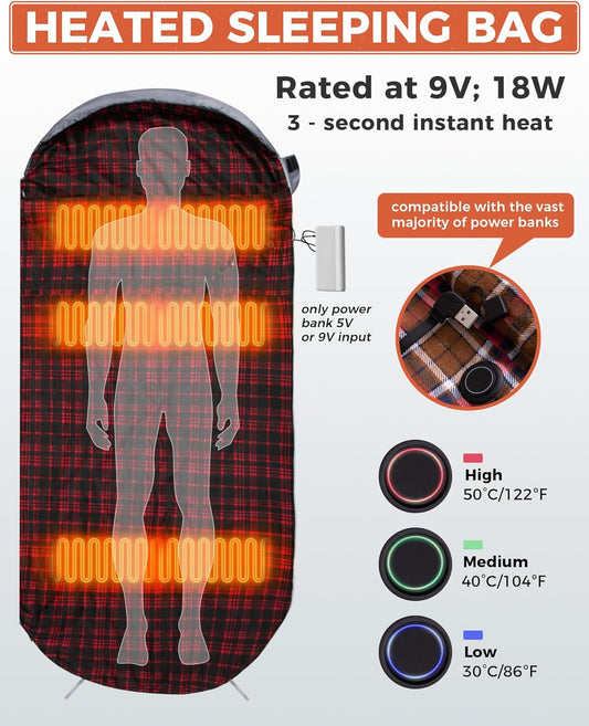 KingCamp Sleeping Bag for Adults, Cold Weather & Warm Extra Wide Big & Tall XL Portable Waterproof Flannel Sleeping Bags, Essentials Gear Accessories for Camping Backpacking Hiking Indoor & Outdoor