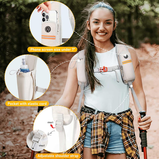 FIORETTO 15L Hiking Backpack for Women Men Mini Packable Backpack Lightweight Small Daypack for Camping Travel Outdoor, Beige