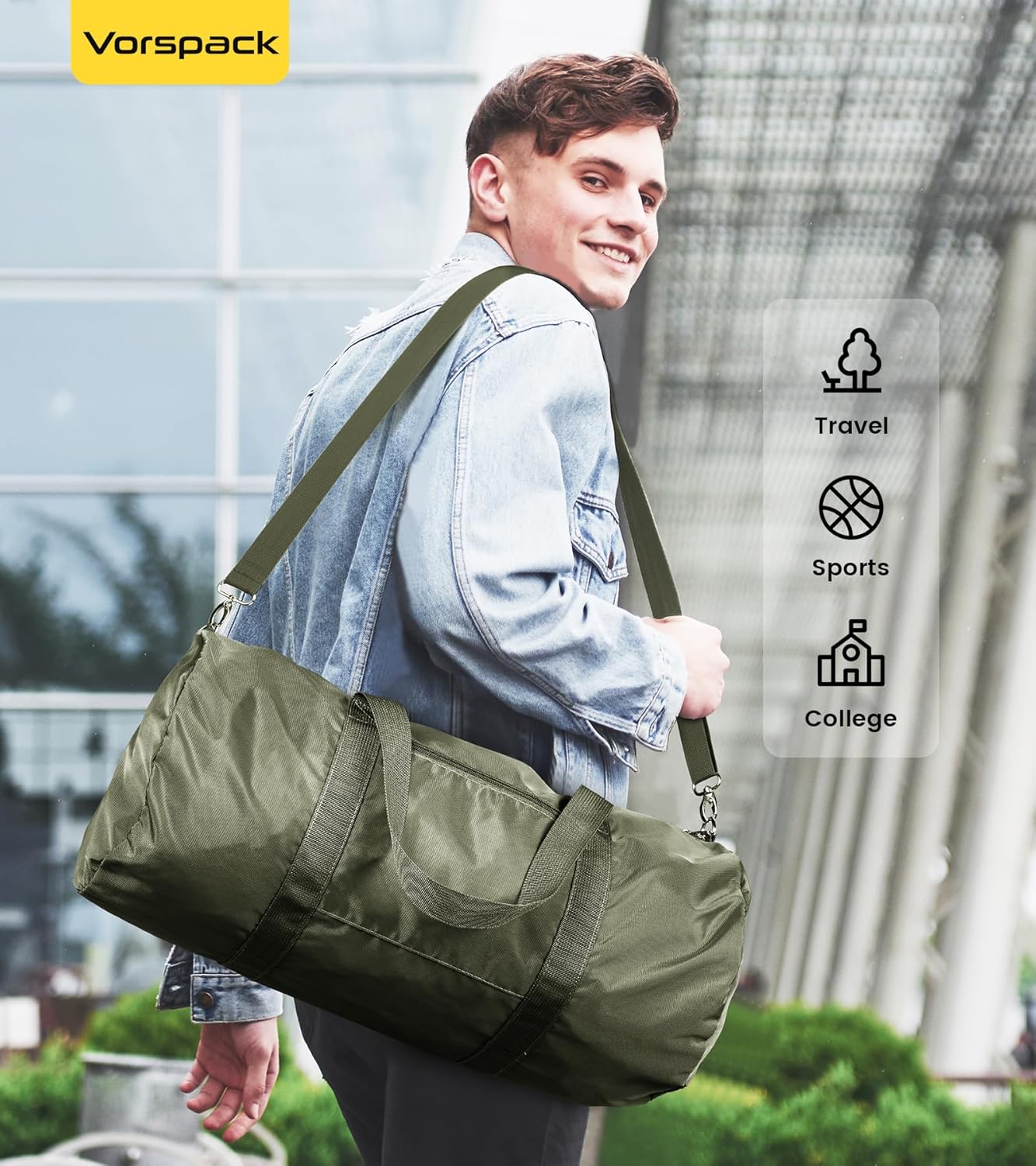 Vorspack Duffel Bag 20-24-28 Inches Foldable Gym Bag for Men Women Duffle Bag Lightweight with Inner Pocket for Travel Sports