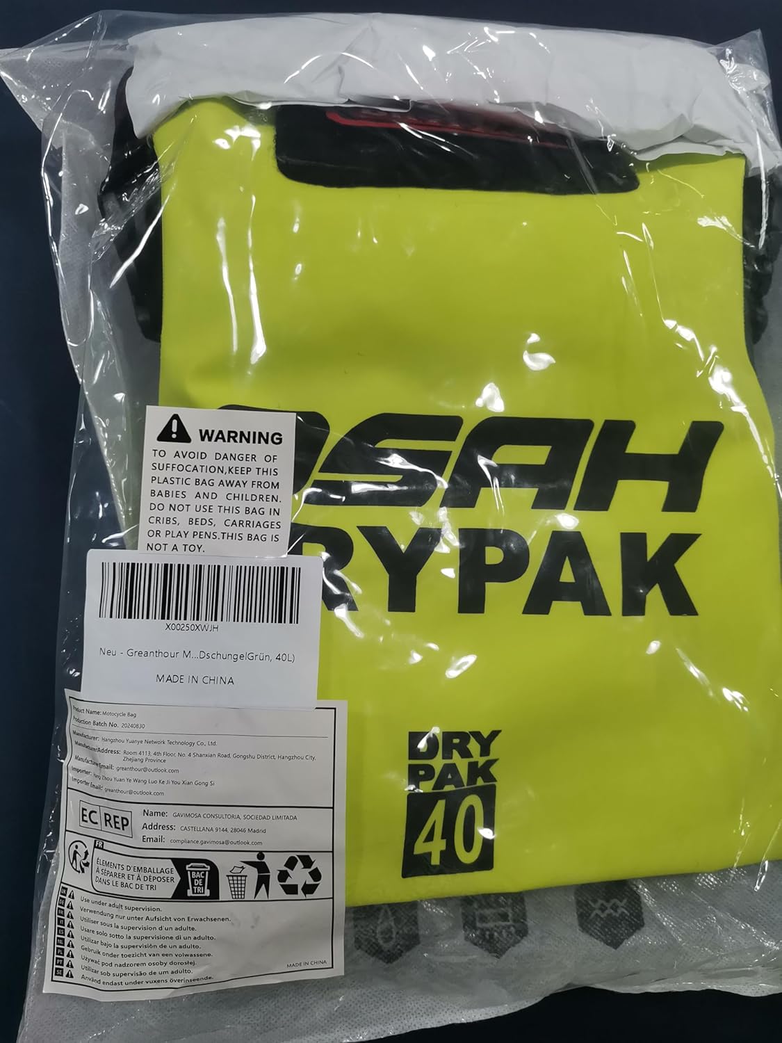 Waterproof Duffel& Luggage Bag - Motorcycle Dry Bag Tail Saddle Bags with Roll Top Closure,Large Storage Space,for Camping, Kayaking, Fishing & Traveling(JungleGreen, 40L)