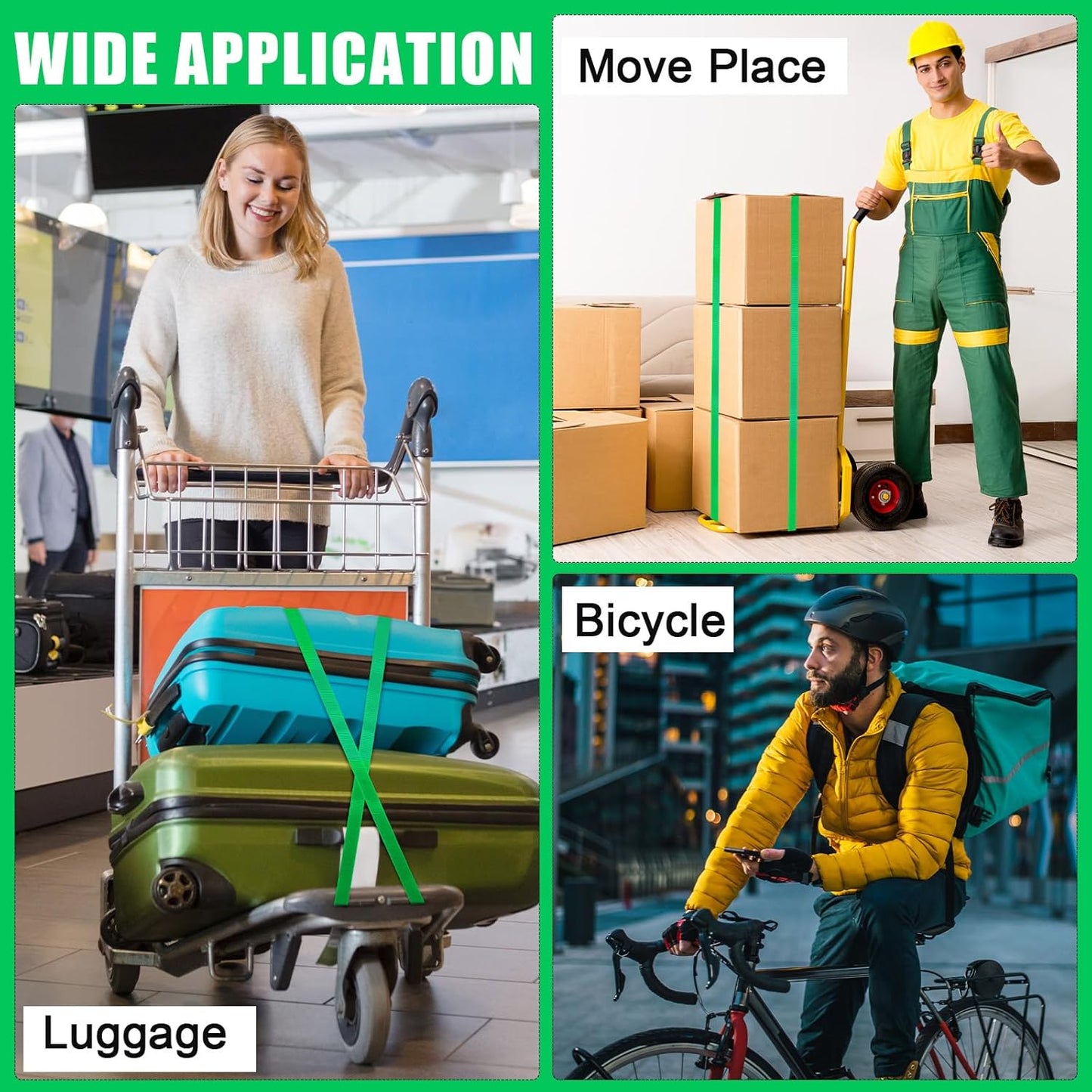 16 Pcs Cambuckle Tie Down Straps 1763lbs Break Strength Securing Straps 1'' x 15 ft Cambuckle Tie Downs with S Hook for Motorcycle, Kayak, Car, Truck, Boat Moving, Securing Cargo(Green)