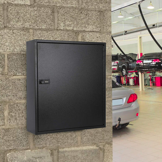 KYODOLED Key Cabinet Lock Box with Code, Wall Mount Key Storage Box with Combination Lock, Hooks & Labels, (Black, 200 Key)