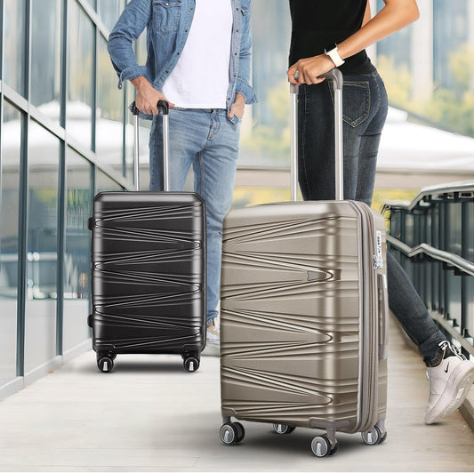 Luggage Set 4 Piece with Spinner Wheel, TSA Approved Expandable Hardshell Suitcase, Lightweight Travel Family Set for Men and Women(Champagne)