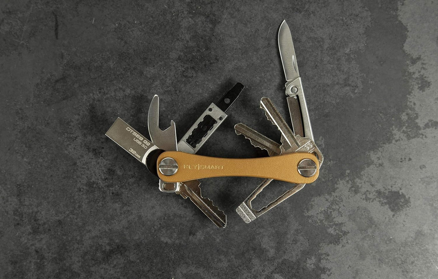 KEYSMART Key Holder for Keychain - Compact Key Organizer for Key Chain, Minimalist Clutter-Free EDC Keychains, Key Ring for Car Fobs Key Chains, Expandable (Up to 8 Keys, Brown Leather)