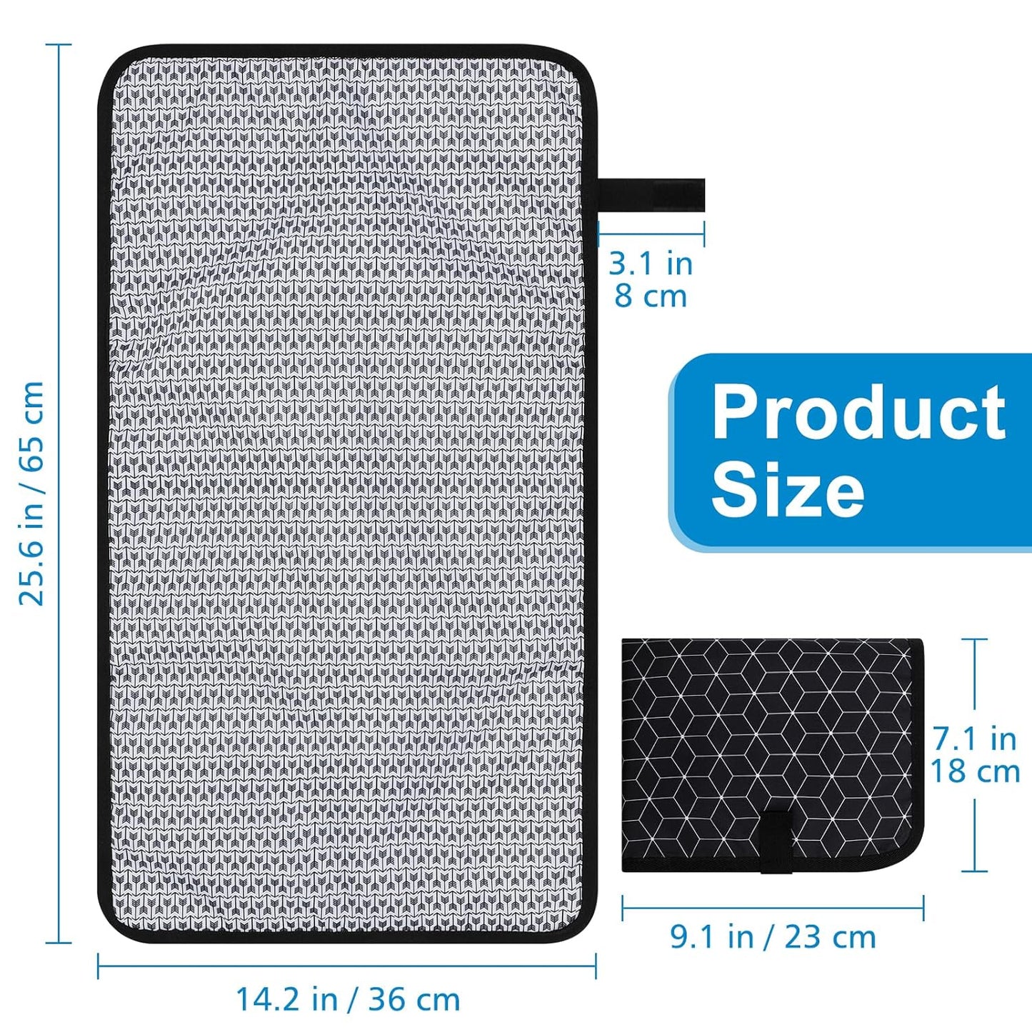 Accmor Portable Diaper Changing Pad, Waterproof Baby Changing Mat, Foldable Portable Travel Changing Pads for Baby, Black