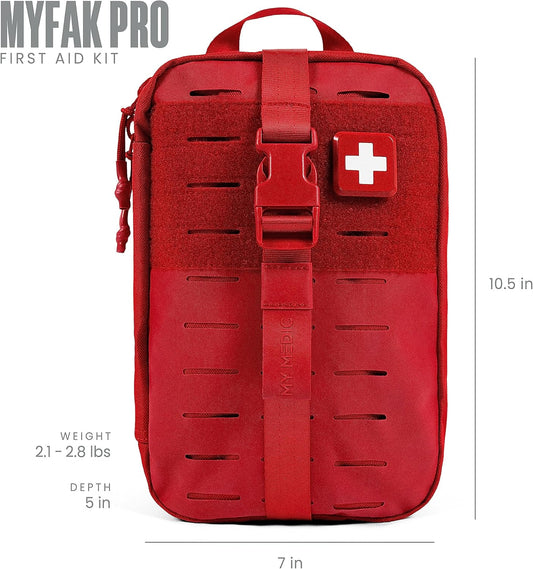 MY MEDIC MyFAK PRO Ifak First Aid Kit - 140 Life Saving Trauma and Medical Items - HSA FSA Home Medical Kit for Camping or Car - Red