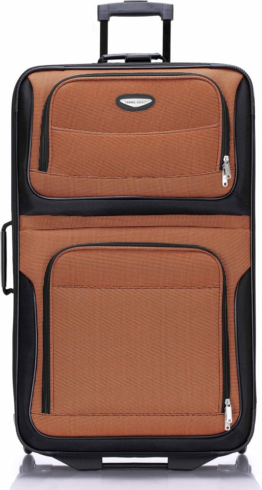 Travel Select Amsterdam 29-Inch Softside Expandable Rolling Upright Luggage, Lightweight 2-Wheel Check-In Suitcase with Push-Button Handle, Orange