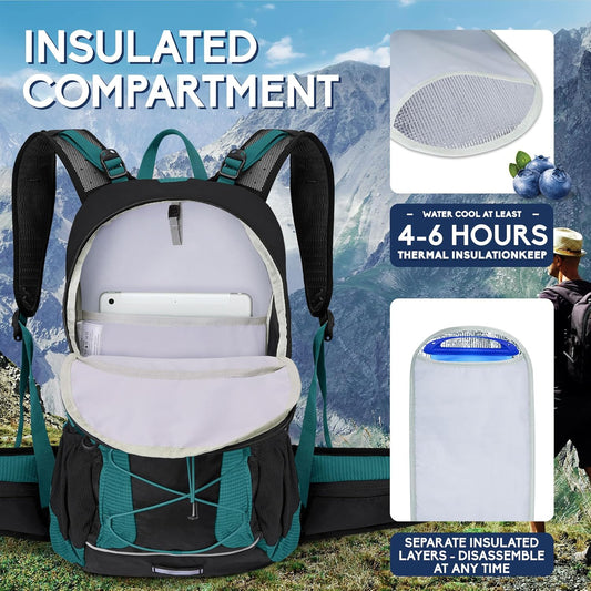 Hydration Backpack 3L Water Bladder, Hiking Water Backpack with Rain Cover, Insulation Hydration Daypack Rucksack for Cycling