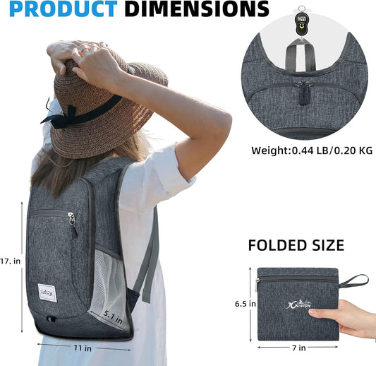 Lightweight 10L Foldable Travel Backpack - Packable Camping & Hiking Daypack for Women & Men (Dark Grey)