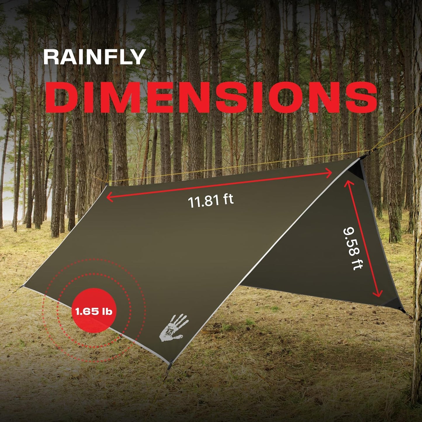 Rain Fly 12x10 Lightweight Survival Camping Tarp; 100% Waterproof; Makes a Great Backpacking Tarp or Hammock Shelter; Comes in Multiple Colors, Survival Bracelet Included; OD-Green