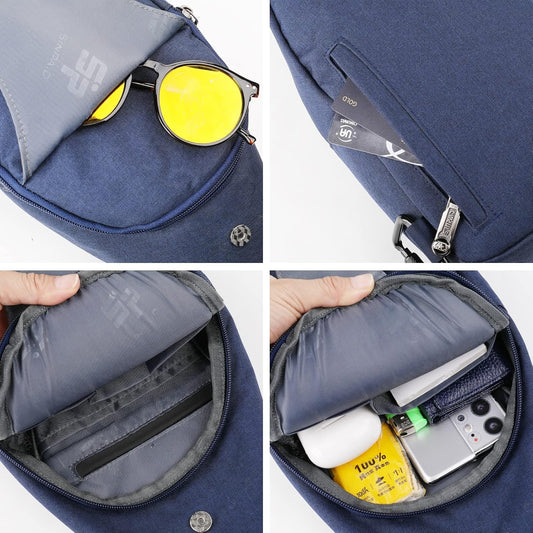 WATERFLY Small Crossbody Sling Backpack Anti Theft Backpack for Traveling Chest Shoulder Bag