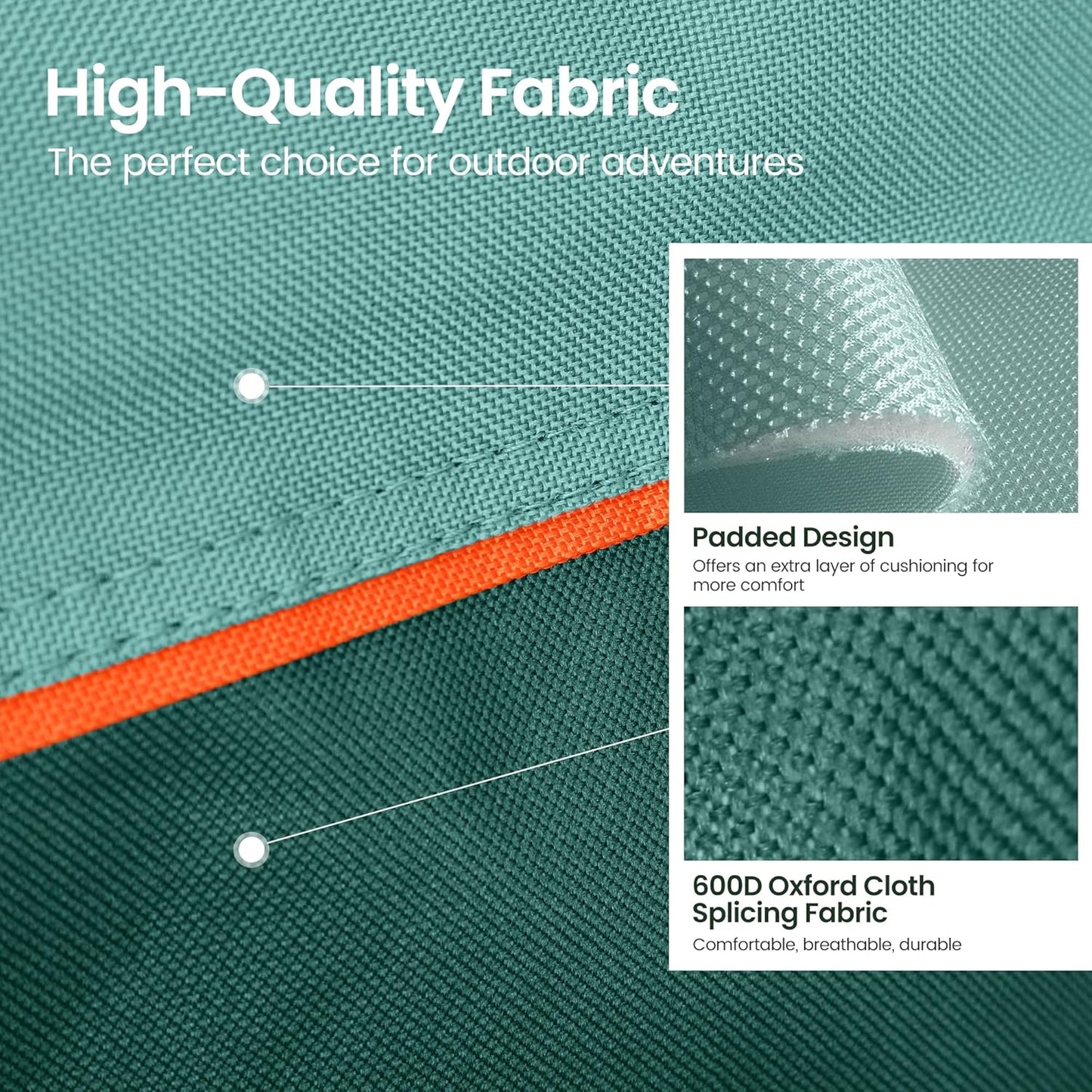 HIGH POINT SPORTS 2 Pack Portable Camping Chair for Adults, Folding Outdoor Camp Chair Lightweight Lawn Chairs Folding Collapsible Chair for Camping, Tailgates, Beach, Green, Support 225lbs