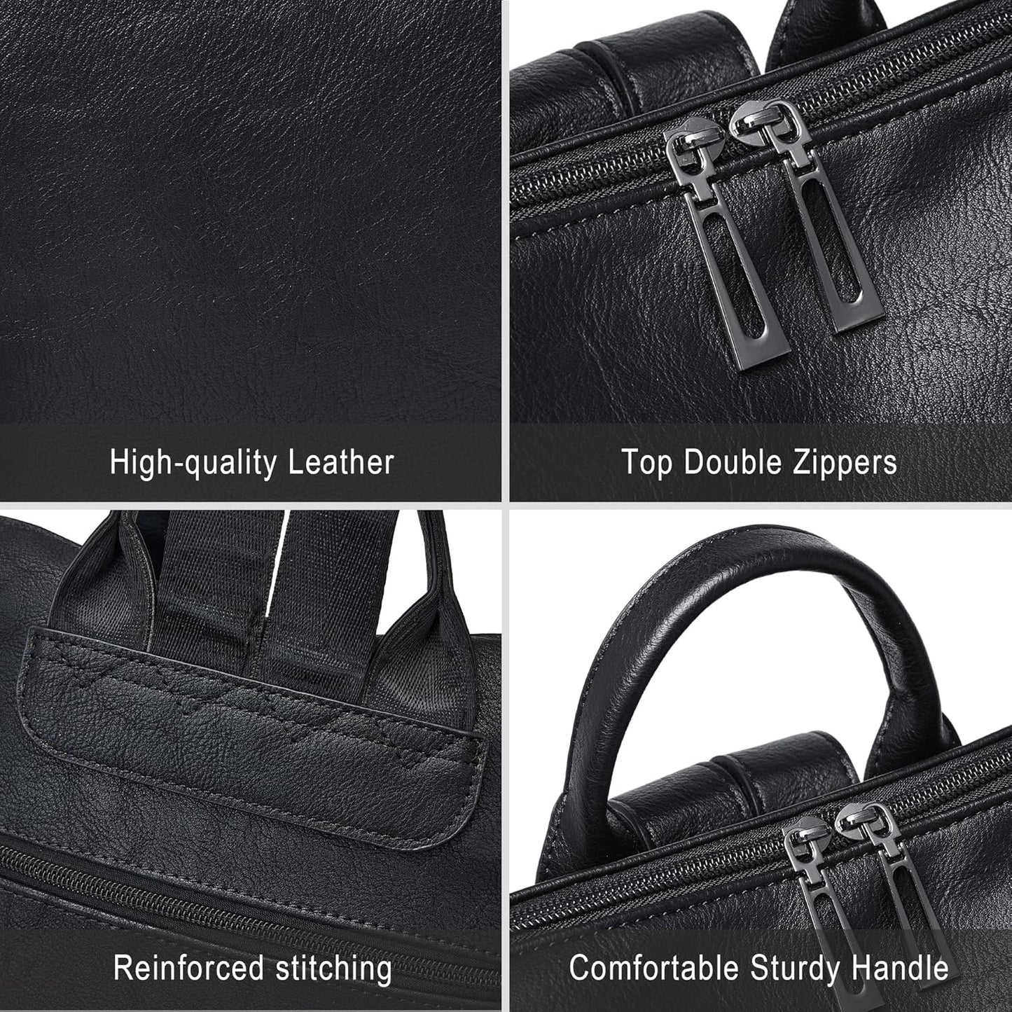 Shrrie Vegan Leather Laptop Backpack for Women 15.6 inch Work Backpack Fashion Travel Backpack Purse for Travel College Work