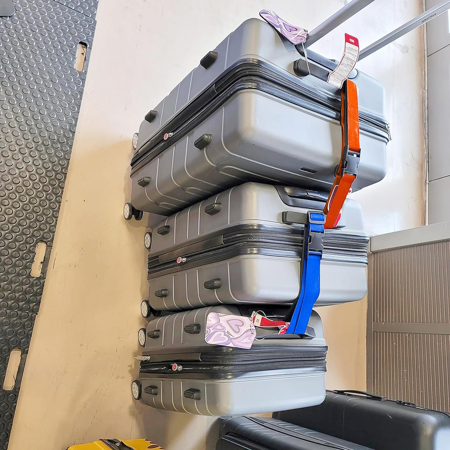 2Pack Add Bag Luggag Straps for Carry On Bag, Adjustable Suitcase Belt Add Bag Travel Attachment Accessories for Connect Your 3 Luggages, Green