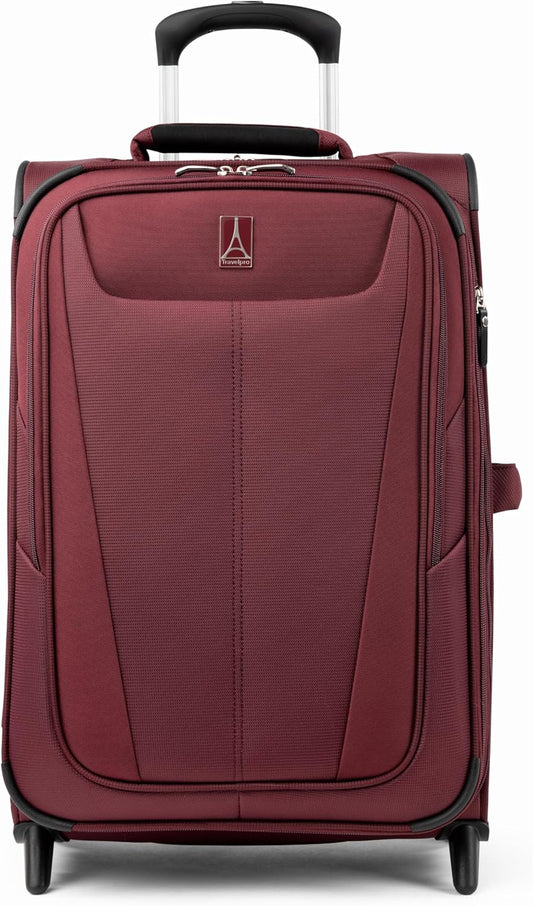 Travelpro Maxlite 5 Softside Expandable Upright 2 Wheel Carry on Luggage, Lightweight Suitcase, Men and Women, Burgundy, Carry On 22-Inch