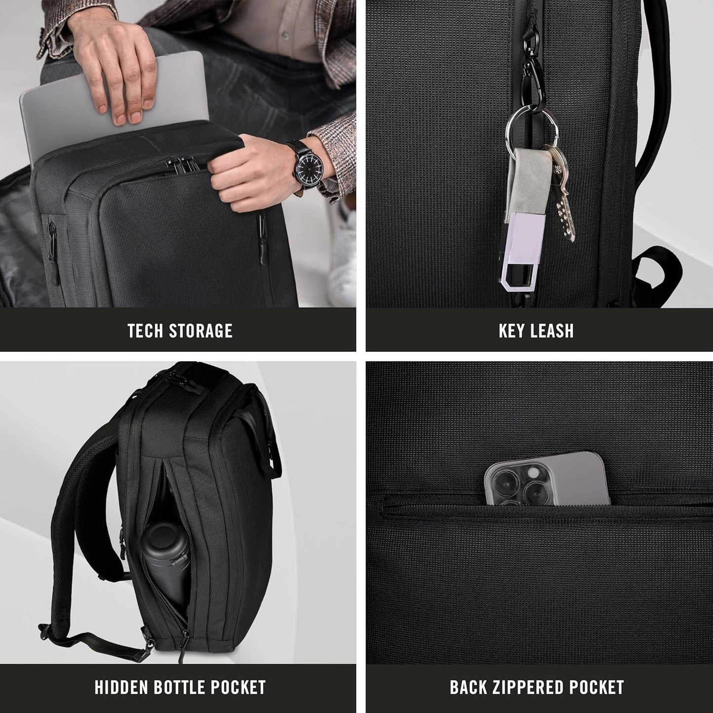 Kenneth Cole REACTION Abrasion-Resistant Parker Laptop Backpack, Black, 16" Convertible