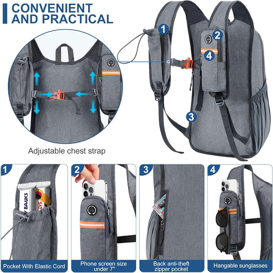 15L Small Hiking Backpack for Men Women Foldable Packable Back Pack Ultralight Hiking Daypack for Travel Camping Outdoor, Gray