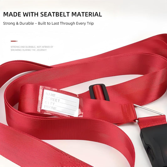 2-Pack Adjustable Luggage Straps for Suitcases – 2-Inch Wide Cross Travel Belt for 20"-32" Carry-On, Large & Collapsible Luggage – Durable Seatbelt Material, Suitcase Belts & Connector Straps (red)