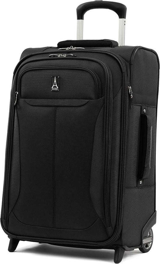 Travelpro Tourlite Softside Expandable Upright 2 Wheel Luggage, Lightweight Suitcase, Men and Women, Black, Carry-On 22-Inch