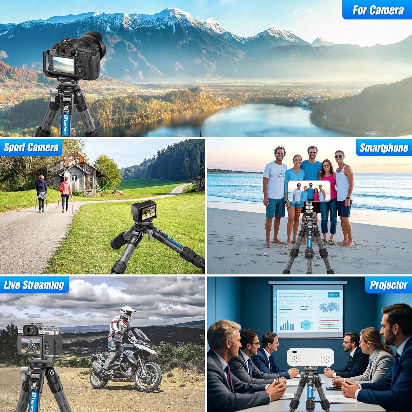 Carbon Fiber Mini Tabletop Tripod with Leveling Base for Camera, 360° Rotating Portable Tripod with 3/8" Screw for DSLR/Phone Holder/Projector, A Bubble Level, Folded Length 8.54", Max Load 11LB