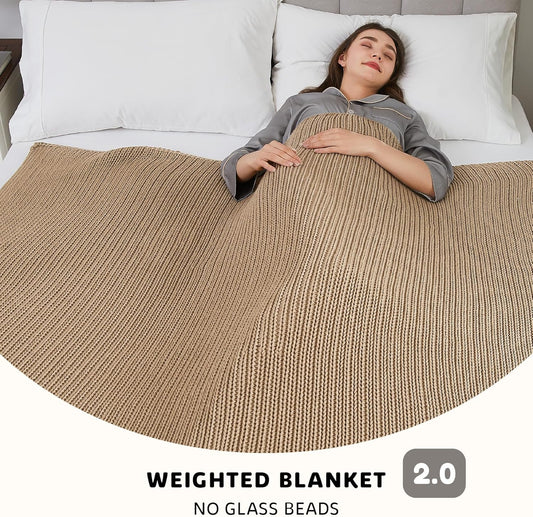 L'AGRATY Knitted Weighted Blanket - 50"x60" 10lbs Cooling Chunky Knit Heavy Blanket for Adults Braided Crochet Throw Thick Cable Yarn Knit Decorative No Beads Evenly Weighted Machine Washable