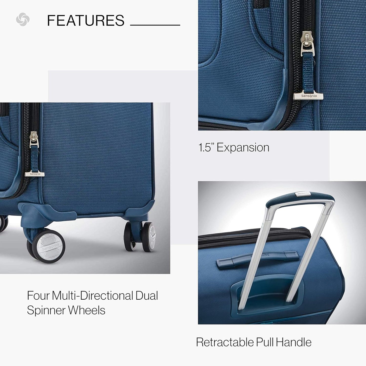 Samsonite Solyte DLX Softside Expandable Luggage with Spinner Wheels, Mediterranean Blue, 2-Piece Set (20/25)