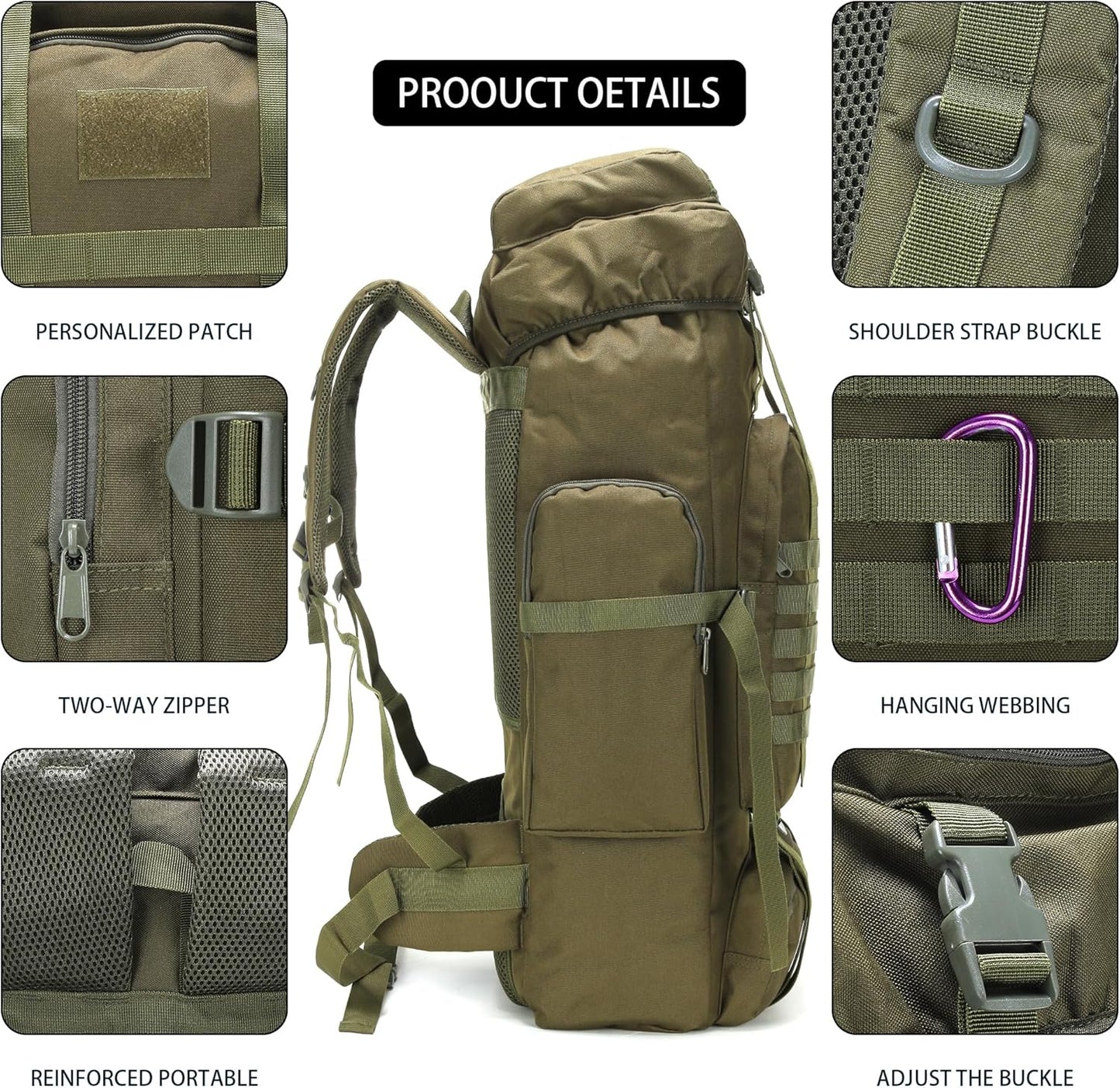 Hiking Backpack for Men 70L/100L Camping Backpack Military Rucksack Molle 3 Days Assault Pack for Climbing