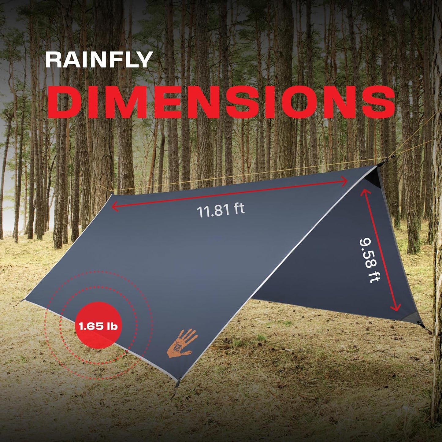 Rain Fly12x10 Lightweight Survival Camping Tarp; 100% Waterproof; Makes a Great Backpacking Tarp or Hammock Shelter; Comes in Multiple Colors, Survival Bracelet Included; Grey