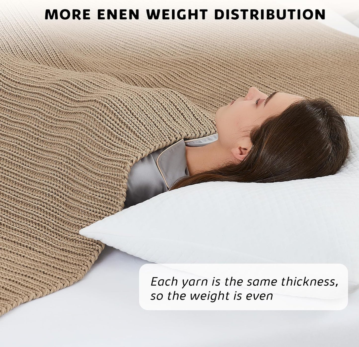 L'AGRATY Knitted Weighted Blanket - 50"x60" 7lbs Cooling Chunky Knit Heavy Blanket for Adults Braided Crochet Throw Thick Cable Yarn Knit Decorative No Beads Evenly Weighted Machine Washable