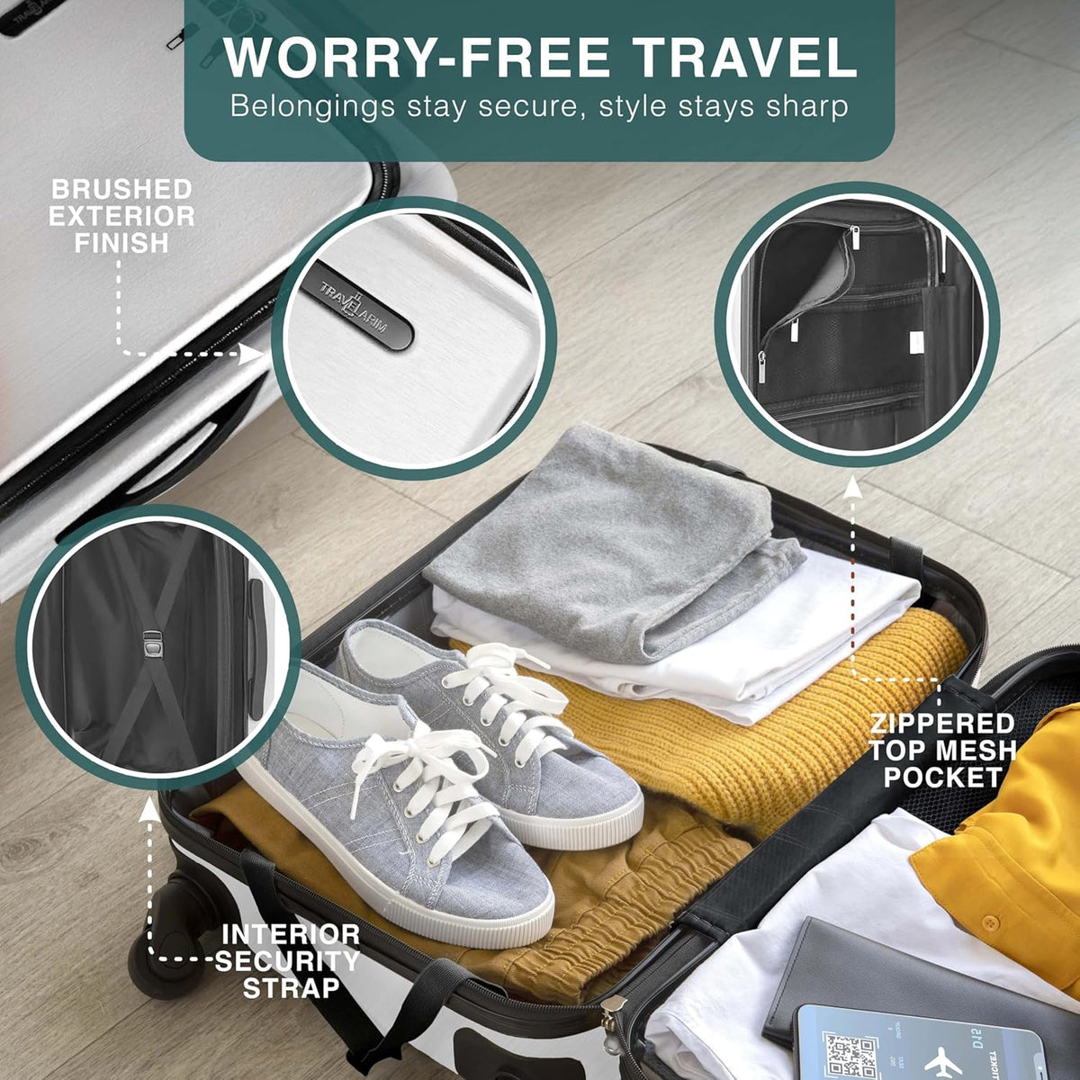 Luggage Sets 3 Piece, 22 Inch Carry on Luggage and 24 Inch Suitcases with Wheels Spinner, Durable Hard Shell Suitcase Set, Expandable Travel Suitcase, White