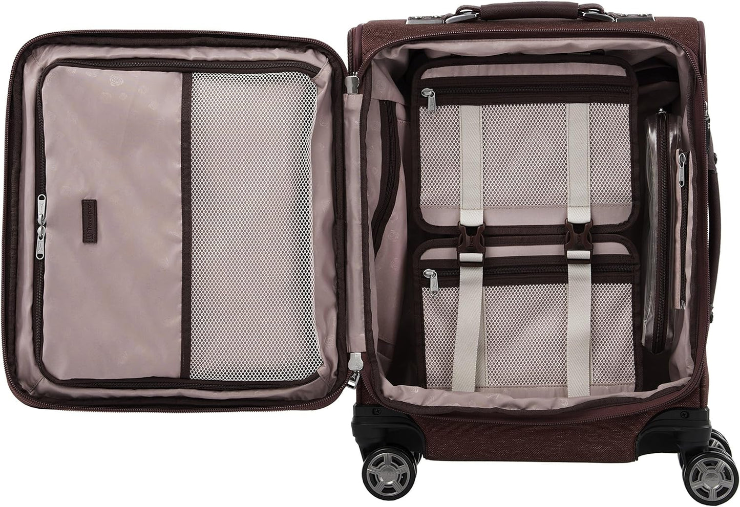 Travelpro Platinum Elite Softside Expandable Carry on Luggage, 8 Wheel Spinner Suitcase, USB Port, Men and Women, International, Bordeaux Red, Carry On 19-Inch