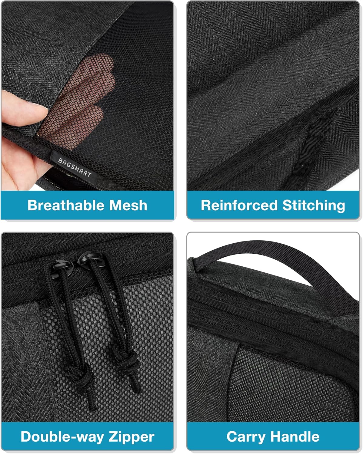 BAGSMART Compression Packing Cubes for Travel, 6 Set Packing Cubes for Carry on Suitcases, Compression Travel Cubes & Suitcase Organizer for Packing with Shoe Bag Grey