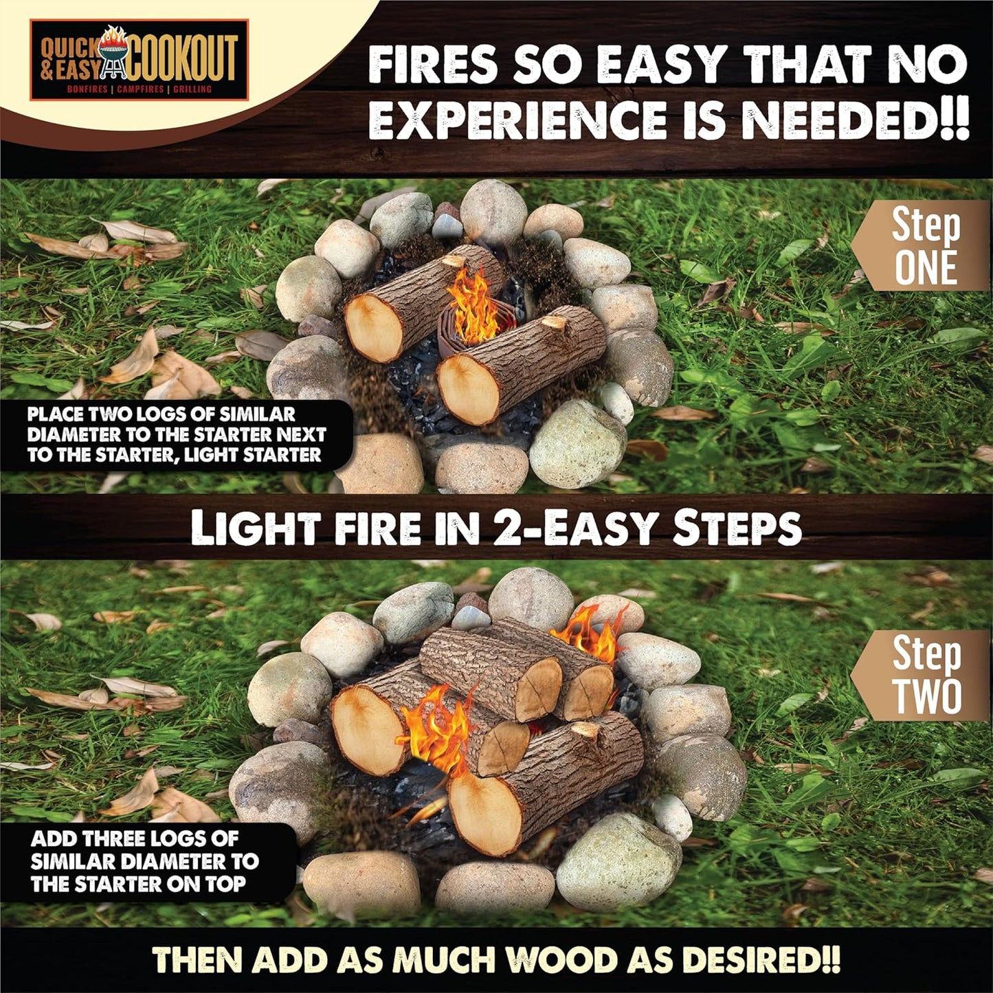 Start Fires Fast with Zero Effort! The Most Powerful Fire Starter You Will Ever Use. Plant-Based Fuels Only. Light Wet Logs Without Kindling. Patent-Pending. for Camping, Fire Pits, Survival