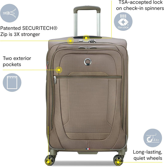 DELSEY PARIS Helium DLX Softside Expandable Luggage with Spinner Wheels, Navy Blue, Checked-Large 29 Inch