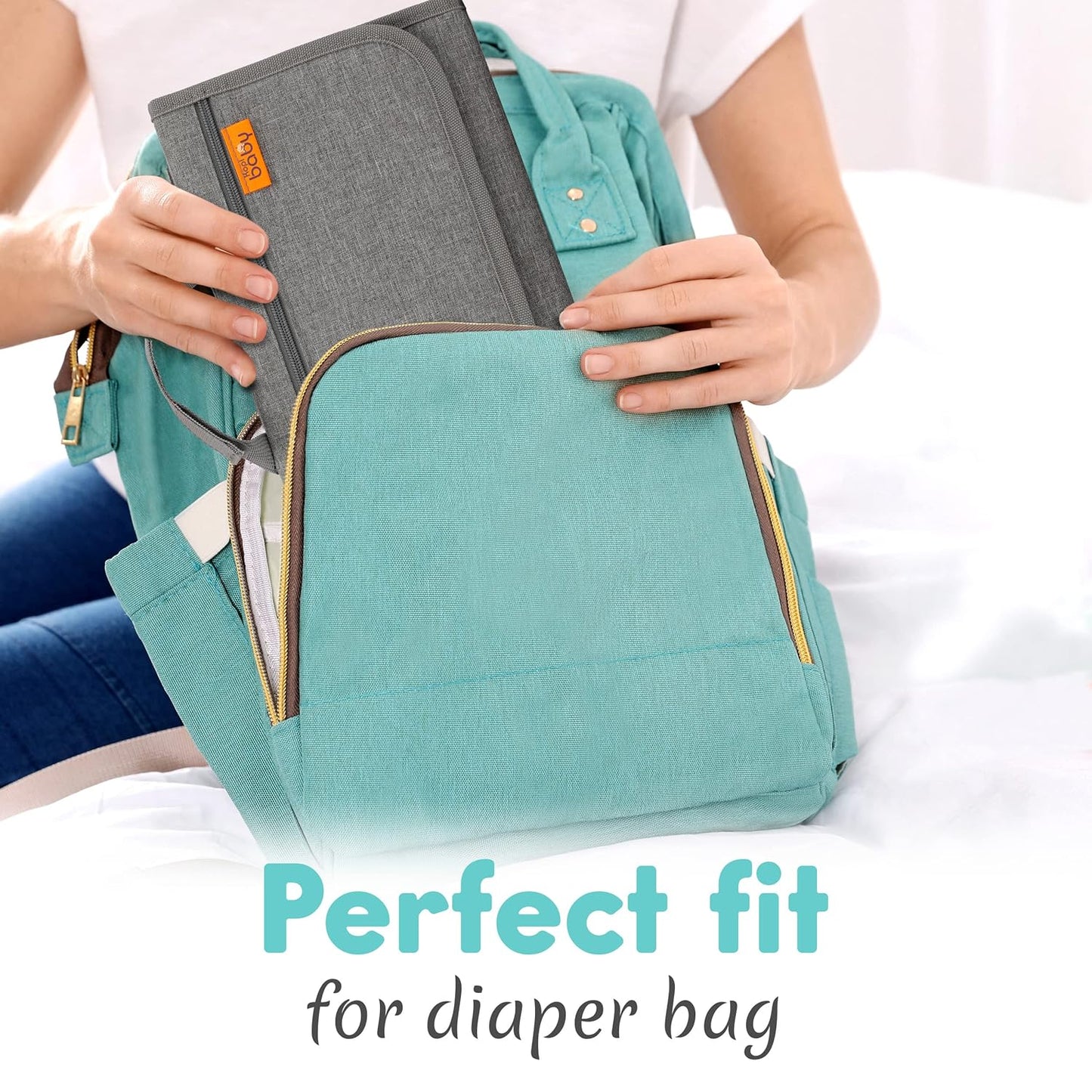 Kopi Baby Portable Diaper Changing Pad - Baby Diaper Changer Travel Bag with Wipes Pocket, Smart Design Portable Changing Mat, Infant Travel Station Kit, Gift for Newborn Girl & Boy - Grey, Modern