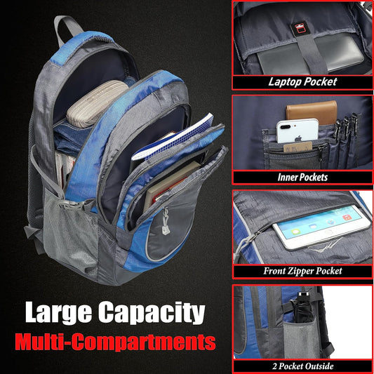 ProEtrade Extra Large Backpack Bookbag for College Travel Laptop Business Hiking Backpack Fit Laptop Up to 17 Inch Sturdy Multi Compartment Gifts for Men Women Night Light Reflective (Light Blue)