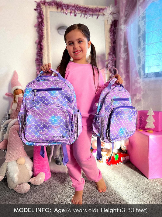 mibasies Toddler Backpack for Girls 2-4: Cute Kids Backpacks for Girls - Preschool Kindergarten Backpack - Mermaid Tail Purple