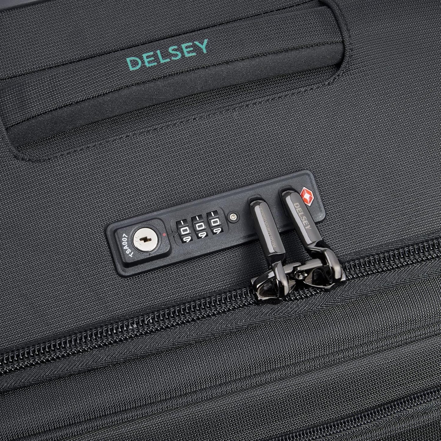 DELSEY PARIS Helium DLX Softside Expandable Luggage with Spinner Wheels, Black, Checked-Medium 25 Inch