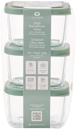 DURA LIVING Glass Food Storage Containers with Lids — 6 Piece — 10.5 oz Glass with BPA-Free Leak Resistant Stackable Lids — Microwave, Oven & Dishwasher Safe — Ideal for Meal Prep & More - Soft Sage