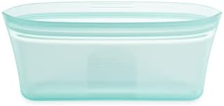 Zip Top Reusable Food Storage Bags | Snack Bag [Teal] | Silicone Meal Prep Container | Microwave, Dishwasher and Freezer Safe | Made in the USA