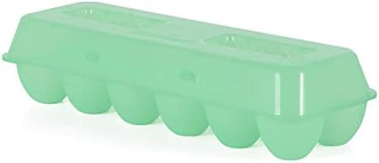Tuff Stuff TS-ETS12 Reusable Carrier Washable Storage Container Empty Plastic Chicken Egg Carton Tray with Lid, 12 Eggs, Green