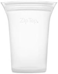 Zip Top Reusable Food Storage Bags | Small Cup [Frost] | Silicone Meal Prep Container | Microwave, Dishwasher and Freezer Safe | Made in the USA