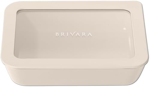 Glass Food Storage Container with Lid, 3-Cup Small Rectangle | Microwave-Safe Airtight Lid, Oven-Safe Ceramic-Coated Glass | Zero Plastic, No PFAS/PFOA/BPA, Reusable [Crema]