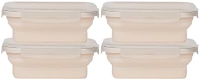 Drip EZ Secondz Collapsible Food Storage Containers – Set of 4, Space-Saving Airtight Meal Prep & Leftover Containers – Microwave, Freezer & Dishwasher Safe, BPA-Free, Locking Lids – Sandstone